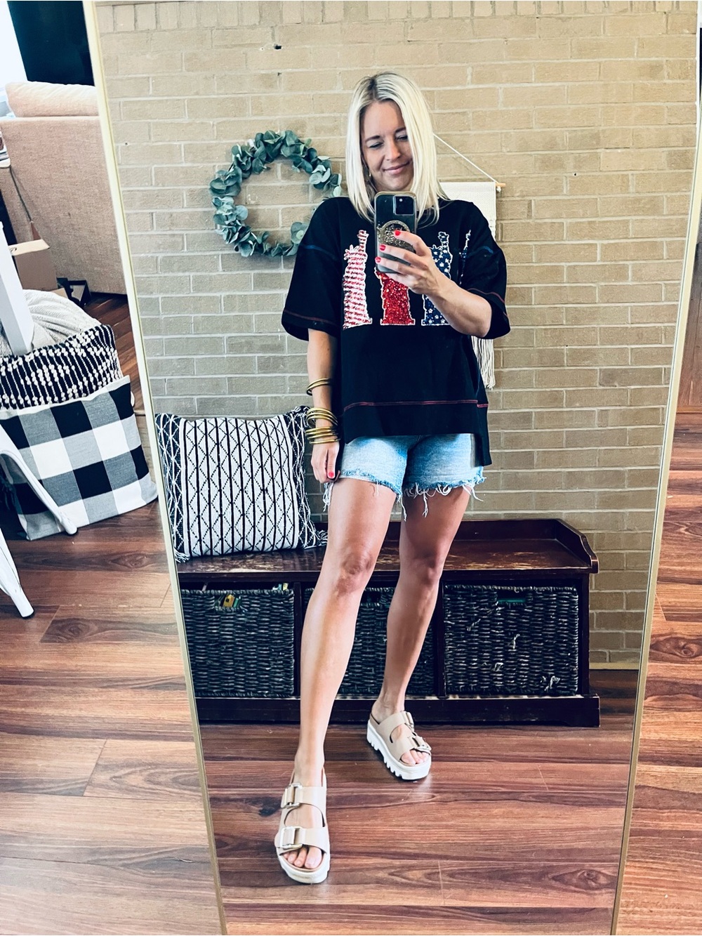 Fantastic Fawn Sequin Patriotic Tee